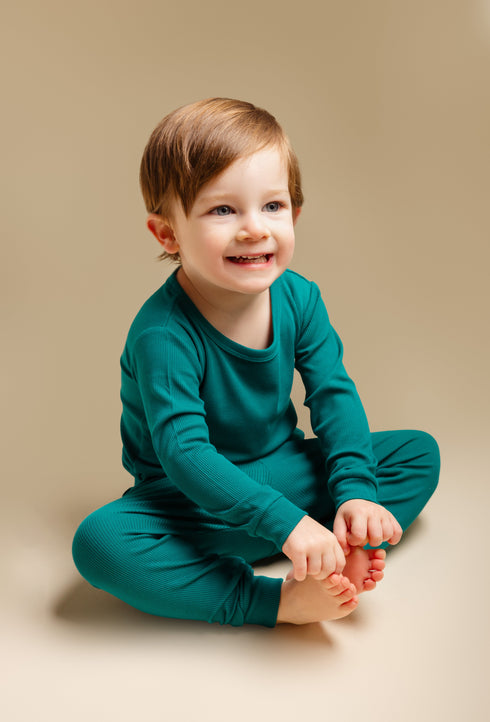 the-real-teal-ribbed-long-sleeve-pjs Big Dreams Little Jammie Session Sophia's Style-1